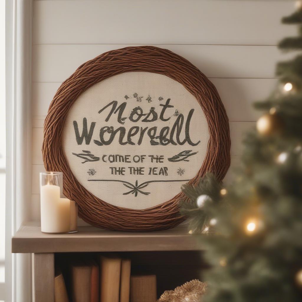 Wicker Most Wonderful Time of the Year Sign