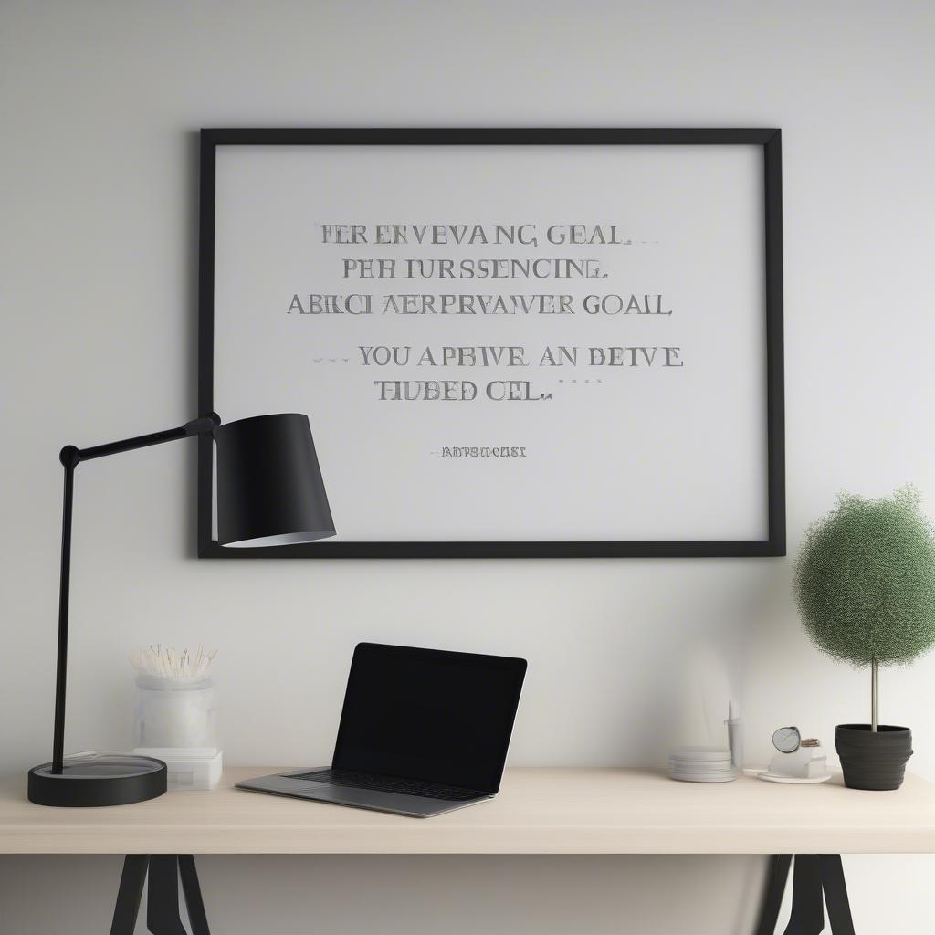 Motivational quote placed strategically in a home office space.