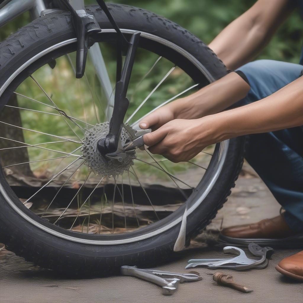 Multi Tool with Wrench in Action