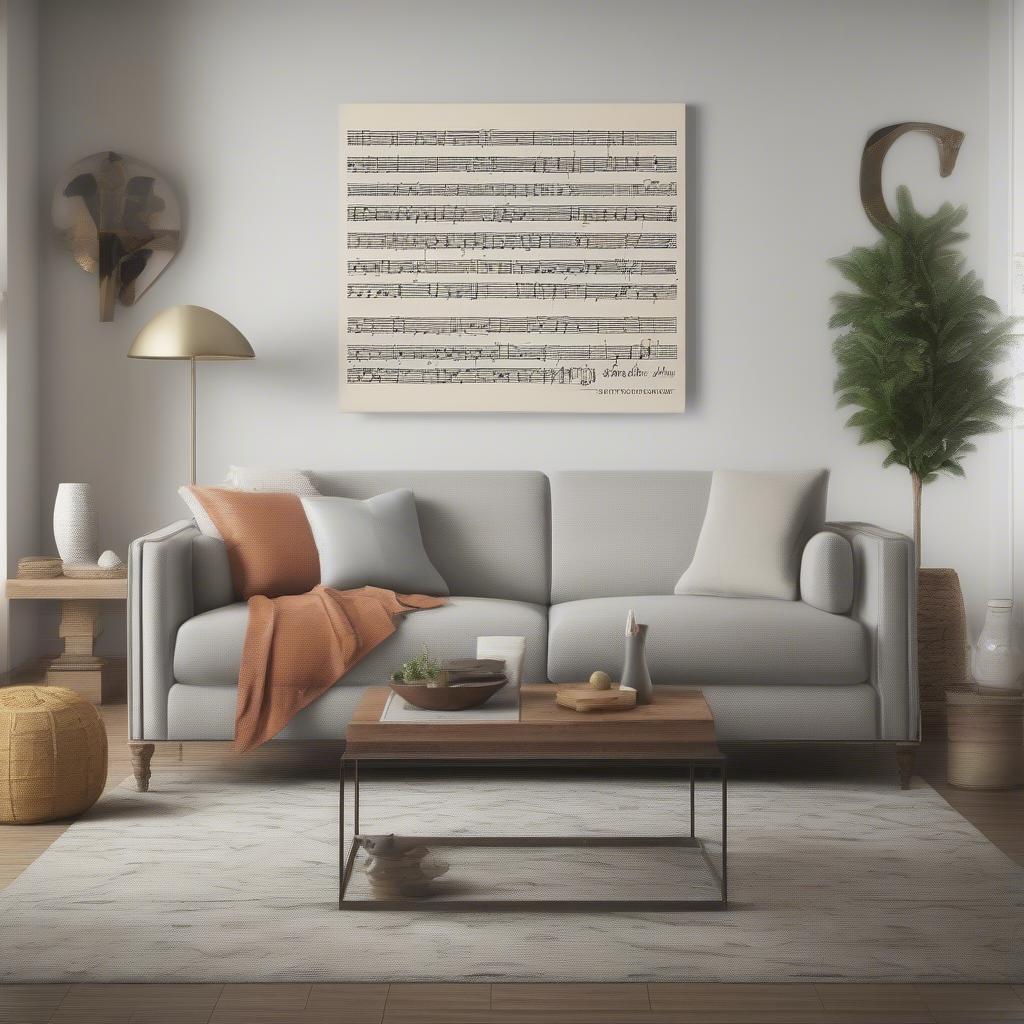 Music Lyric Wall Art in a Living Room Setting