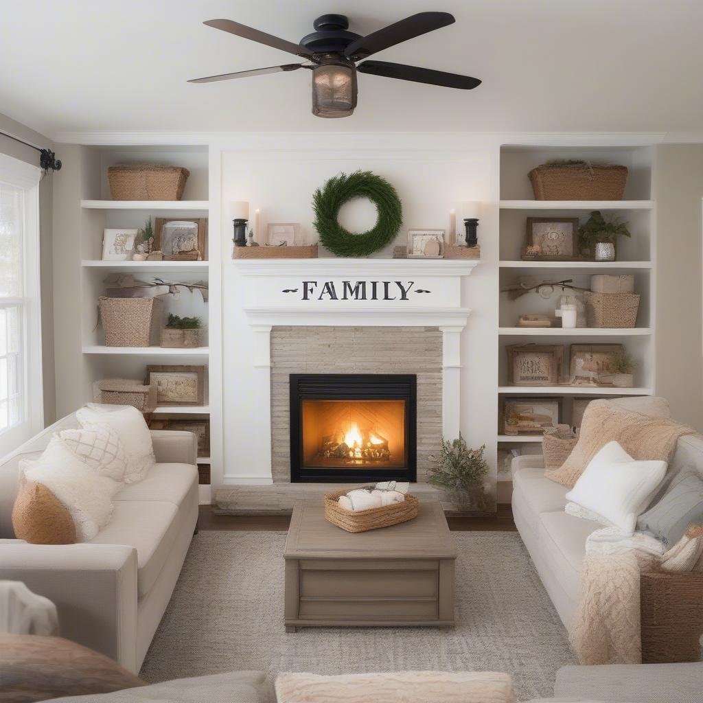 My word signs displayed in a living room setting