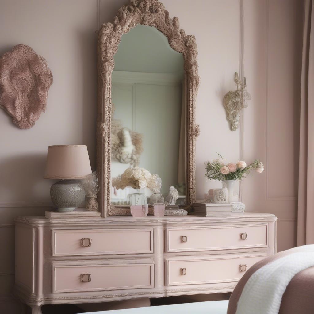 Narrow Decorative Mirror in a Bedroom