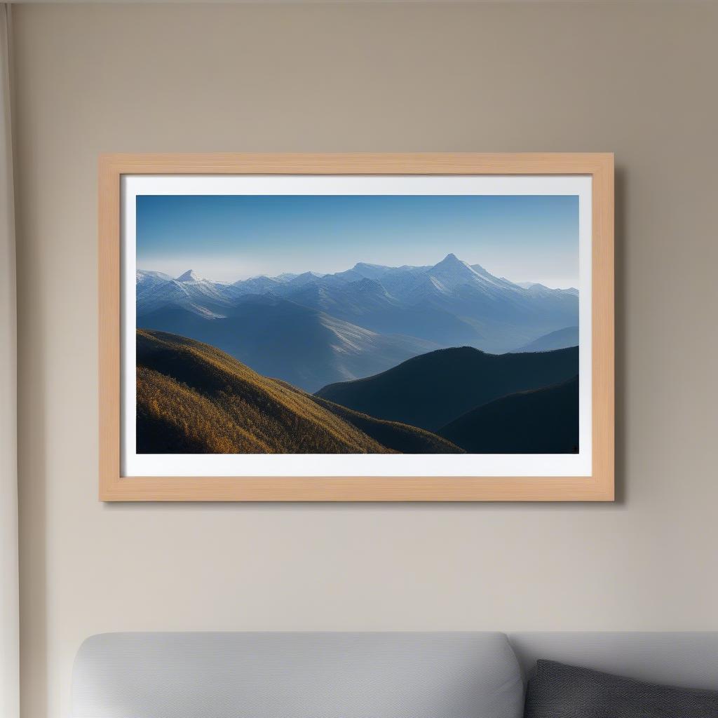 Natural Wood Frame with Landscape Photo