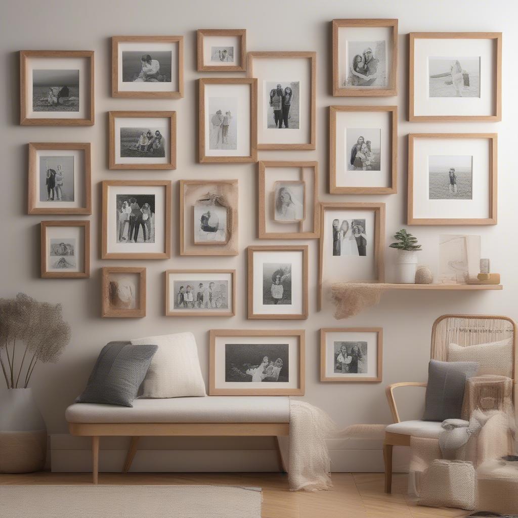 Natural Wood Frames Displaying Photos