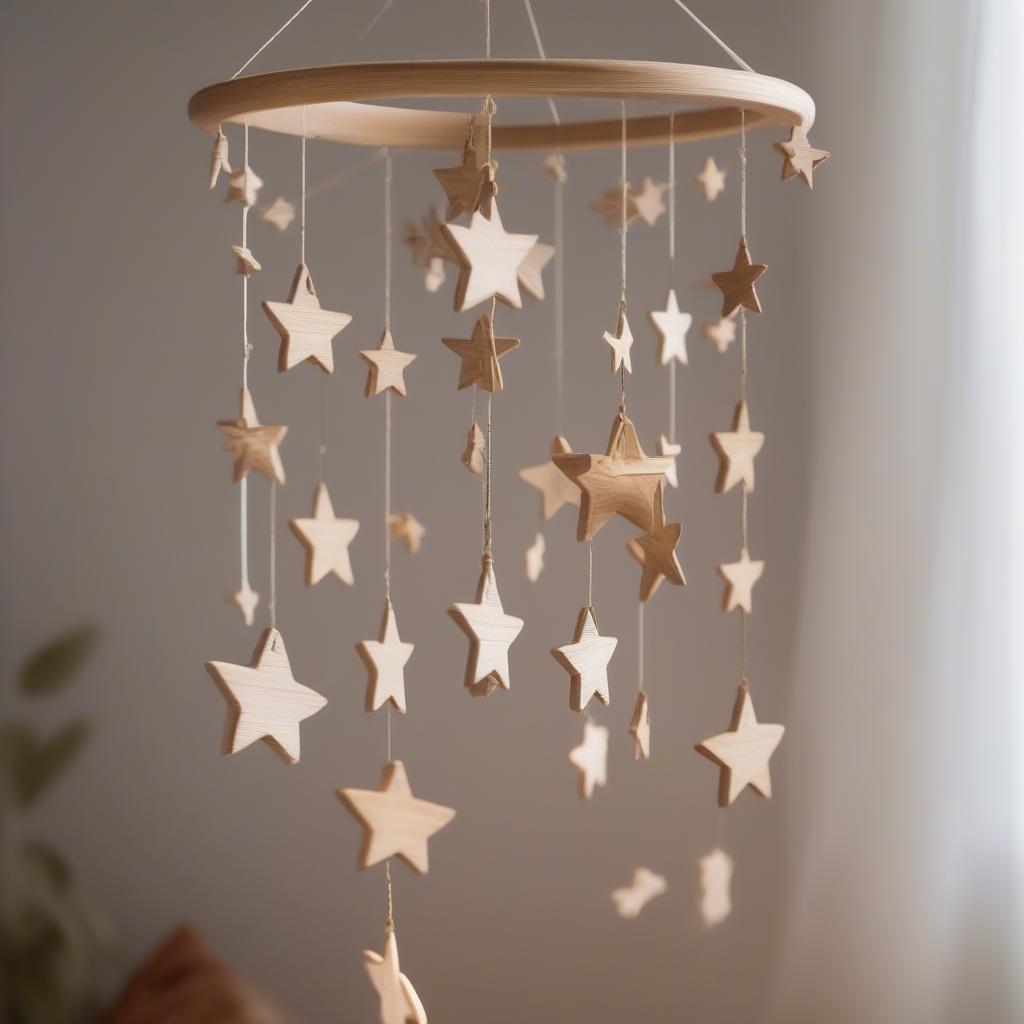 Wooden Star Mobile for Nursery