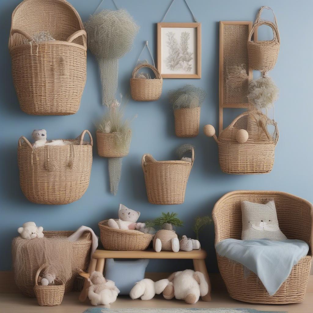 Nursery Wall Decor featuring Wicker Baskets