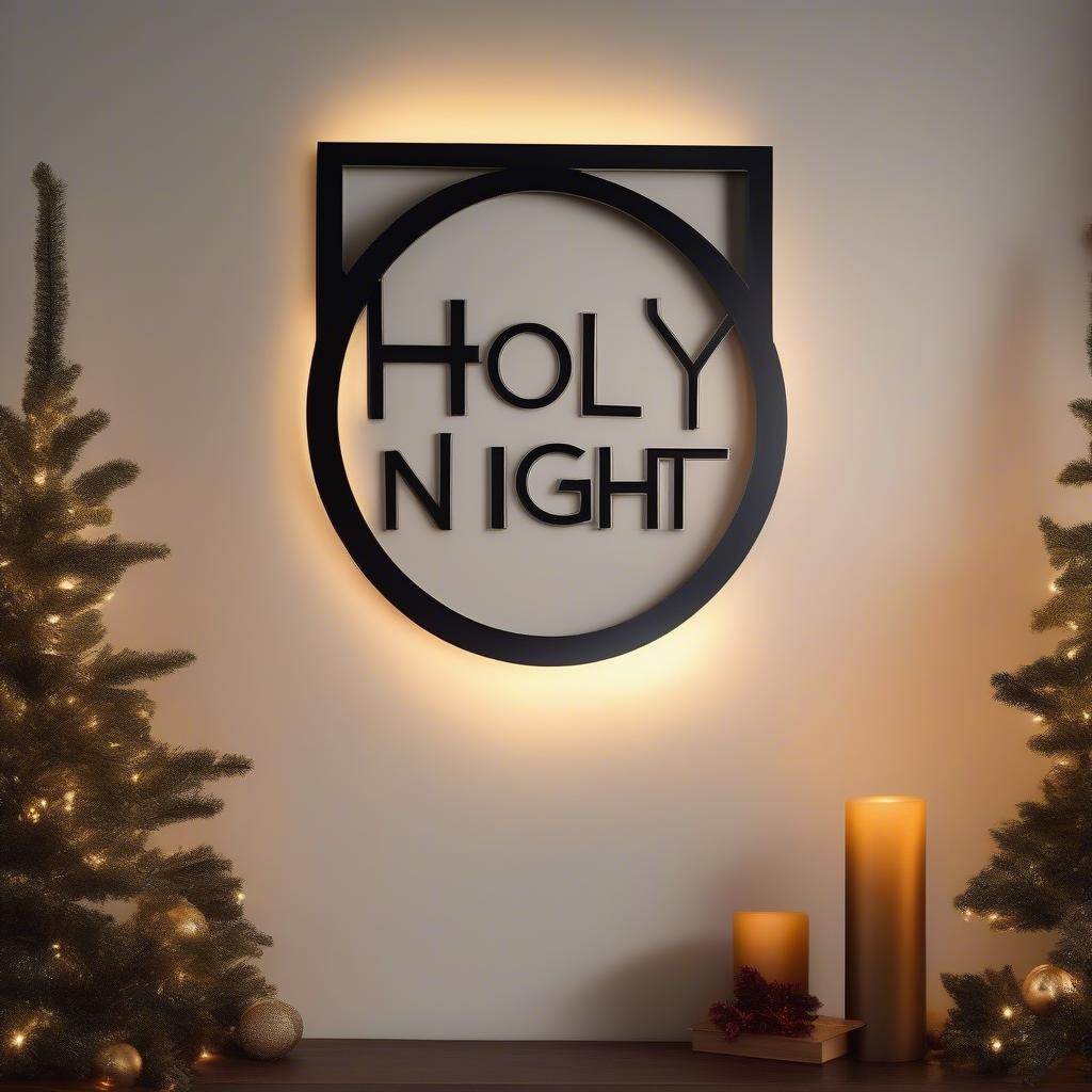 Elegant Metal O Holy Night Sign