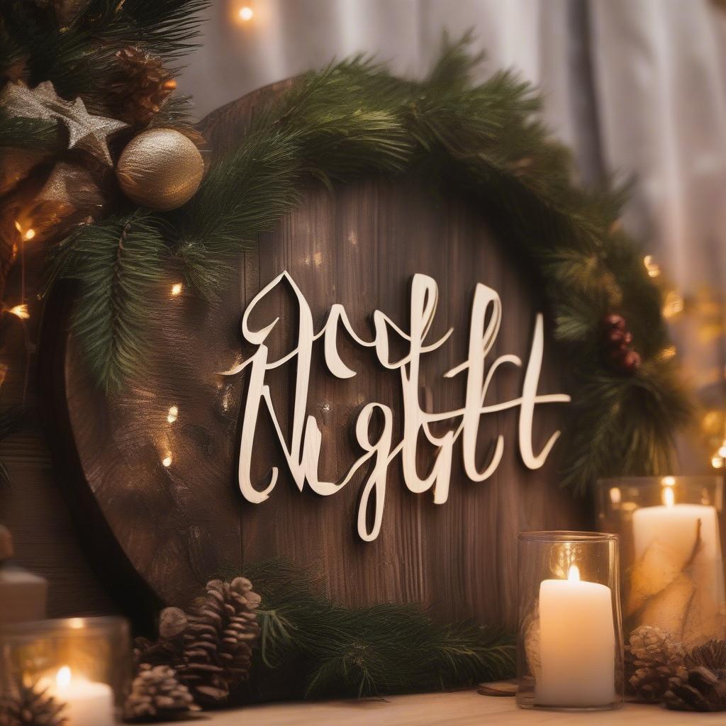 Rustic O Holy Night Wooden Sign