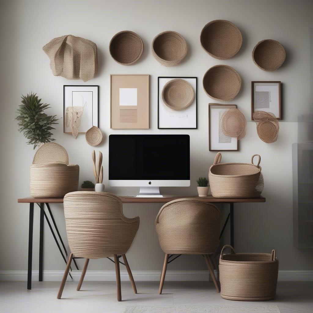 Woven Baskets on an Office Wall