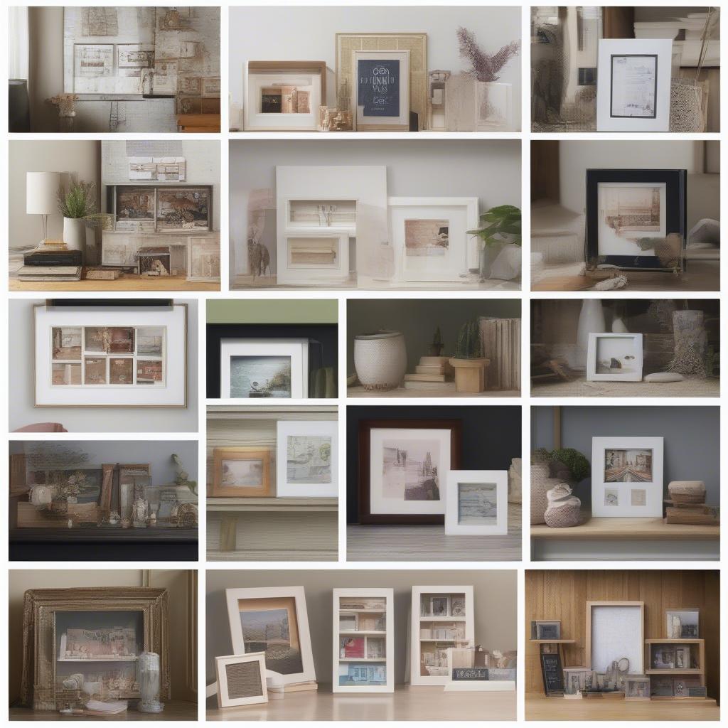 Online marketplaces and physical stores selling wooden collage picture frames.