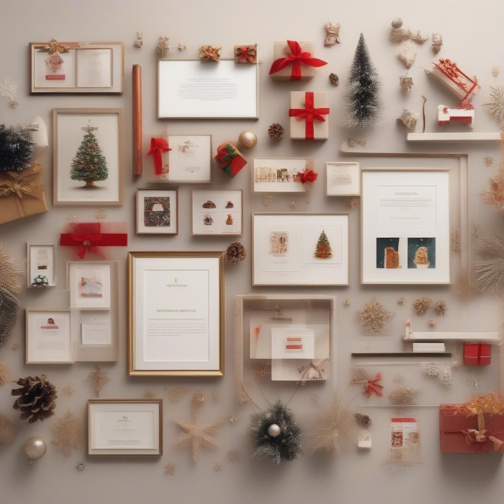 A screenshot montage showcasing various online retailers selling Christmas frames, with examples of their website layouts and product listings.