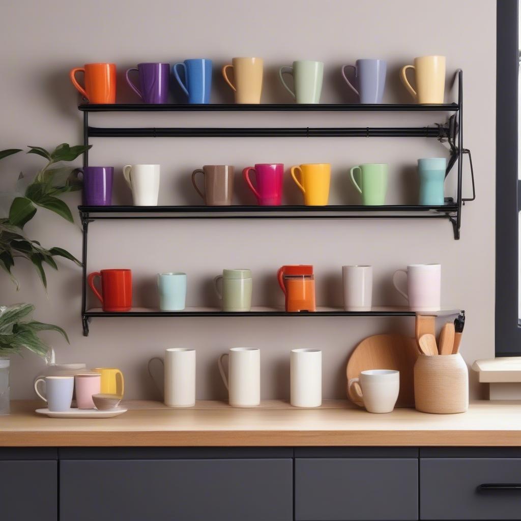 Organized Mug Display using a Wall-Mounted Holder