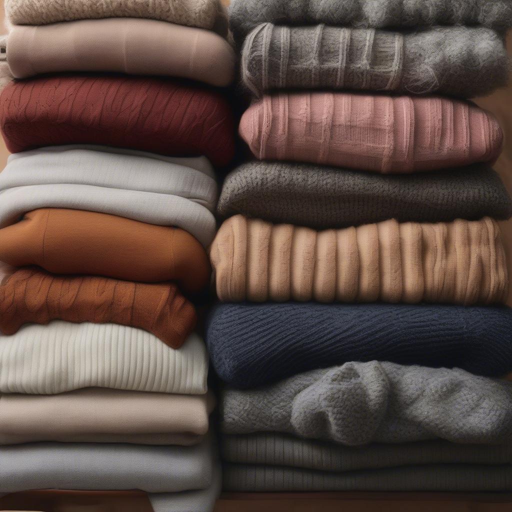 Organized Sweater Collection in Various Colors and Textures