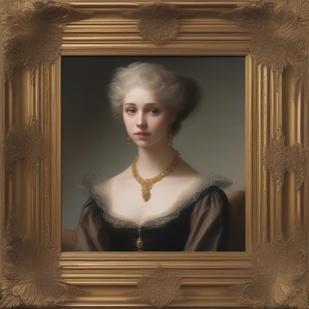 Traditional Portrait in an Ornate Decorative Canvas Frame