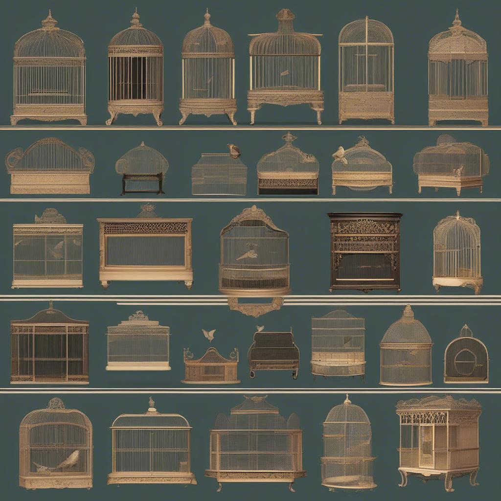 Various Ornate Parrot Cage Styles