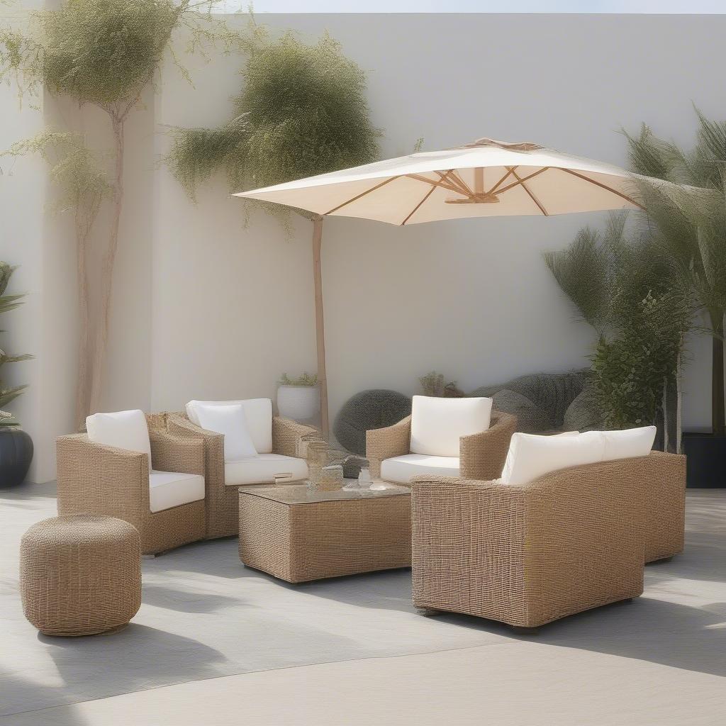 Protecting outdoor wicker furniture from the elements with covers.