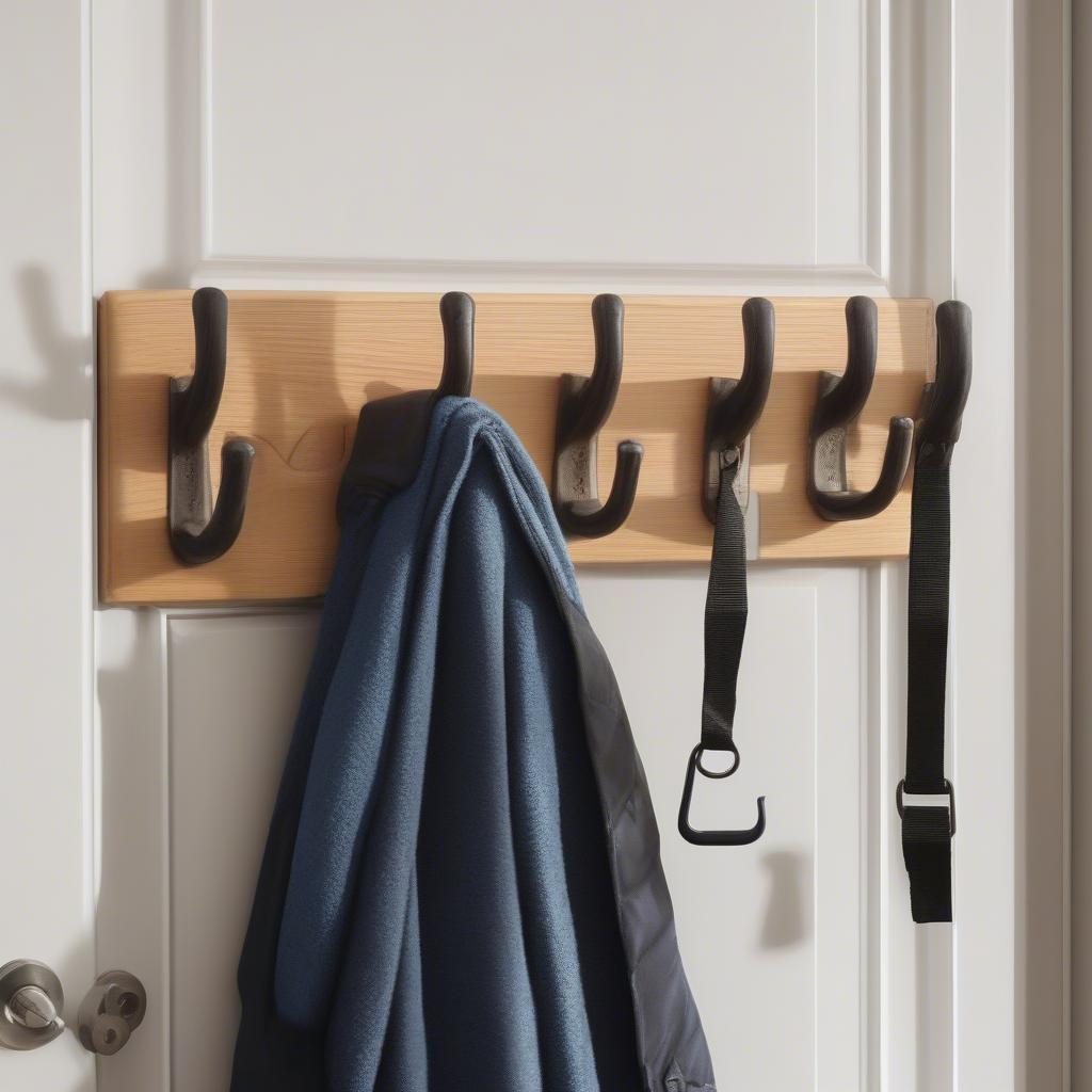 Heavy-duty over-the-door wooden hooks for coats and bags