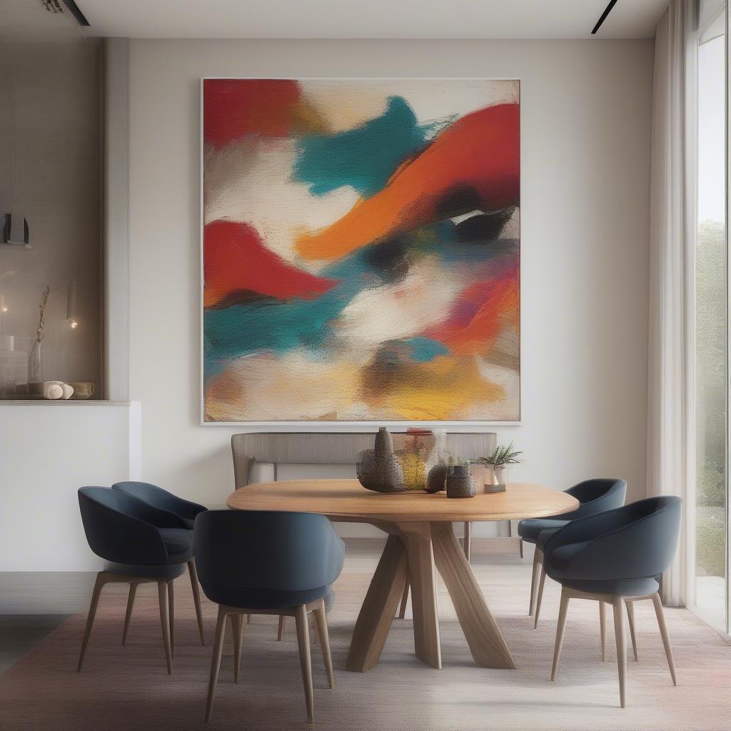 Oversized Abstract Art in a Dining Room Setting