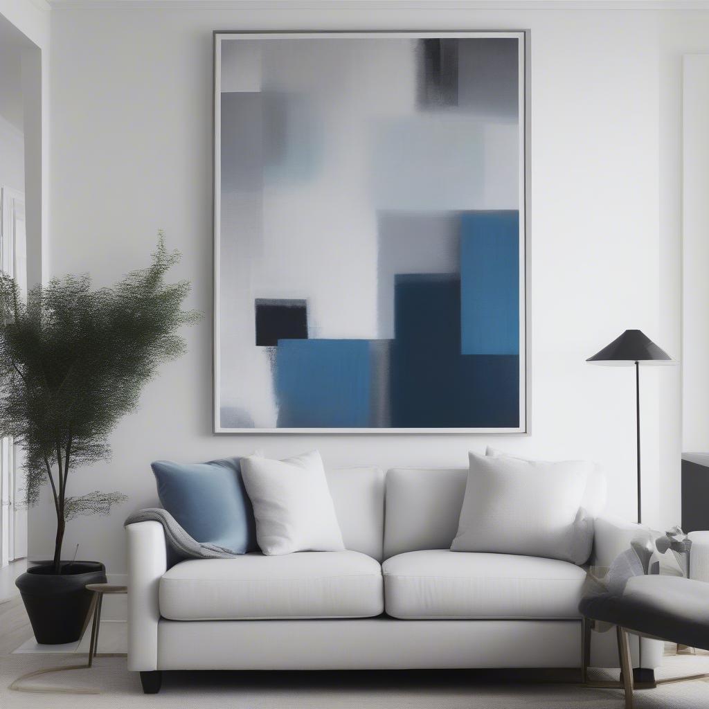 Oversized Framed Print in Minimalist Living Room