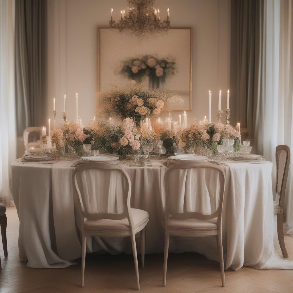 Oversized Linen Tablecloth on a Dining Table