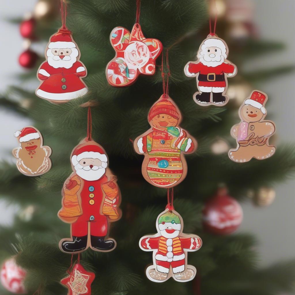 Painted Christmas Wood Cutouts as Ornaments