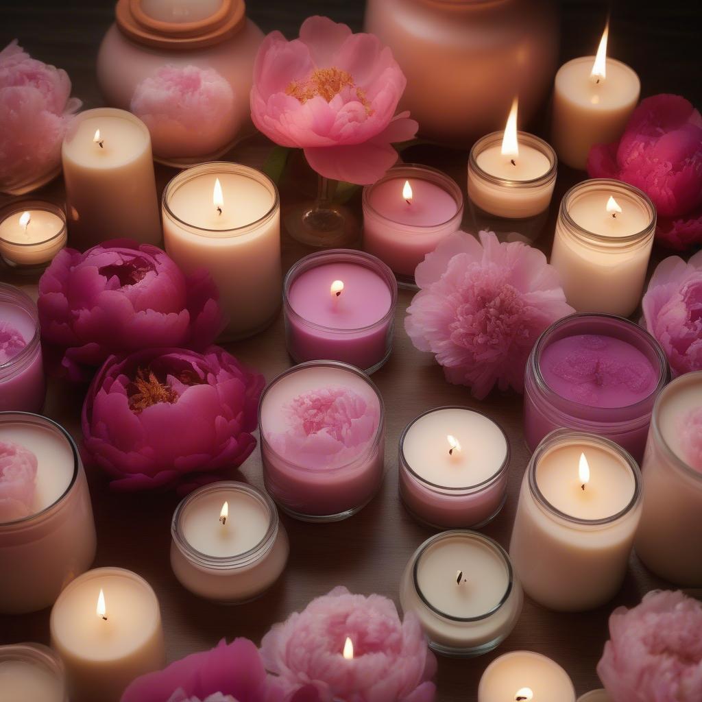 Variety of Peony Petals Candles