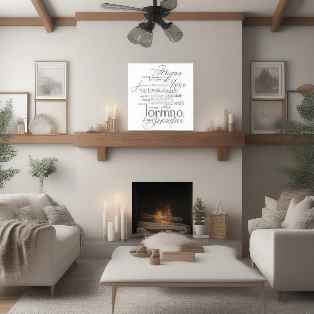 Personalised Word Canvas in a Living Room Setting