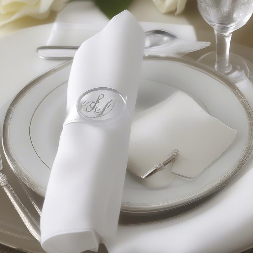 Personalized acrylic napkin rings with initials and monograms.