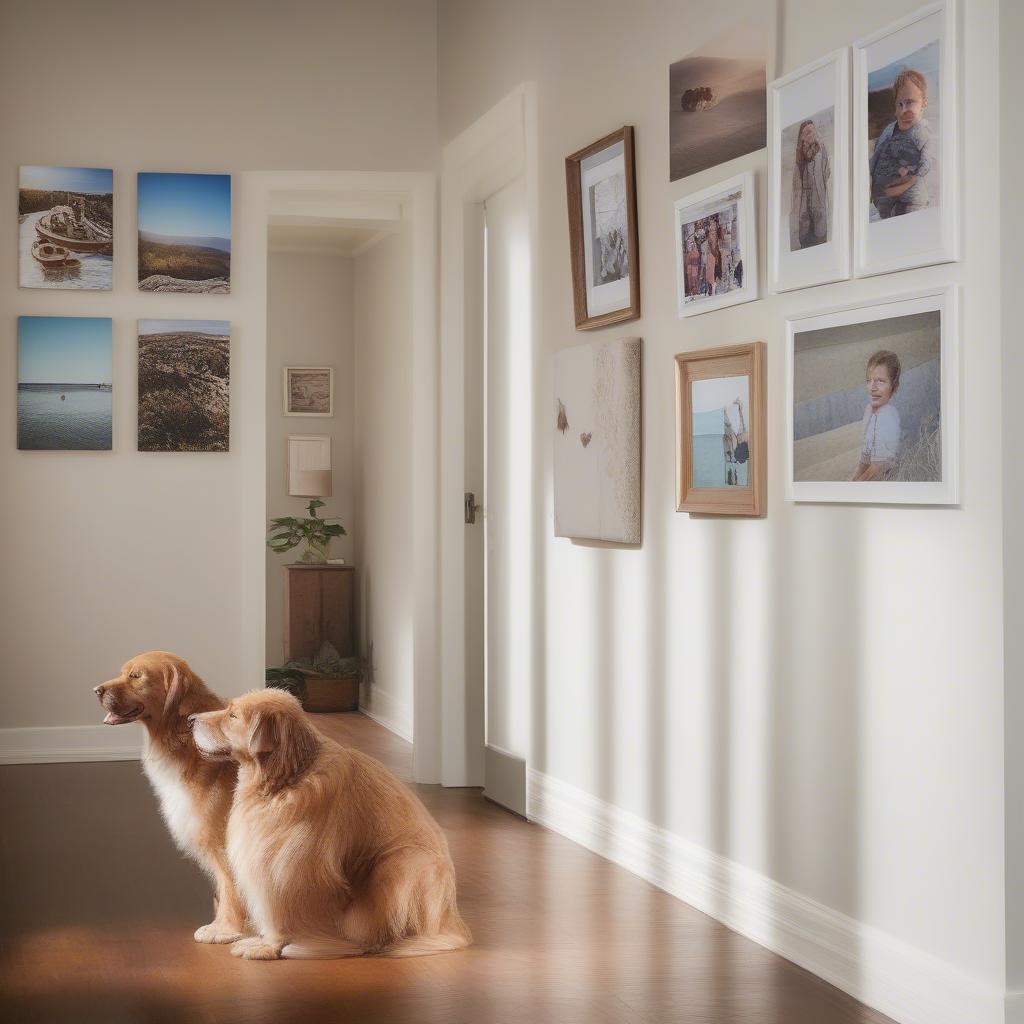 A Personalized Gallery Wall Featuring Canvas Prints of Family Photos