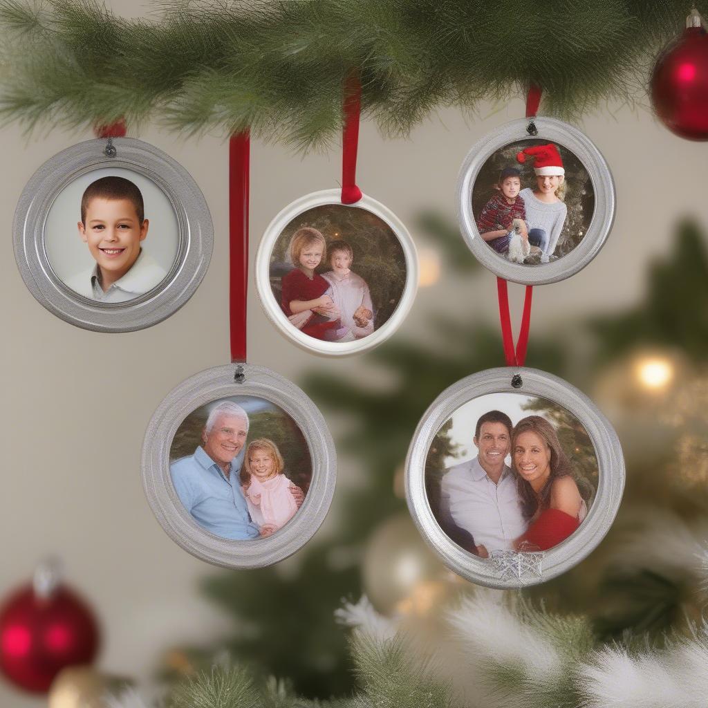 Personalized Christmas ornaments featuring family photos