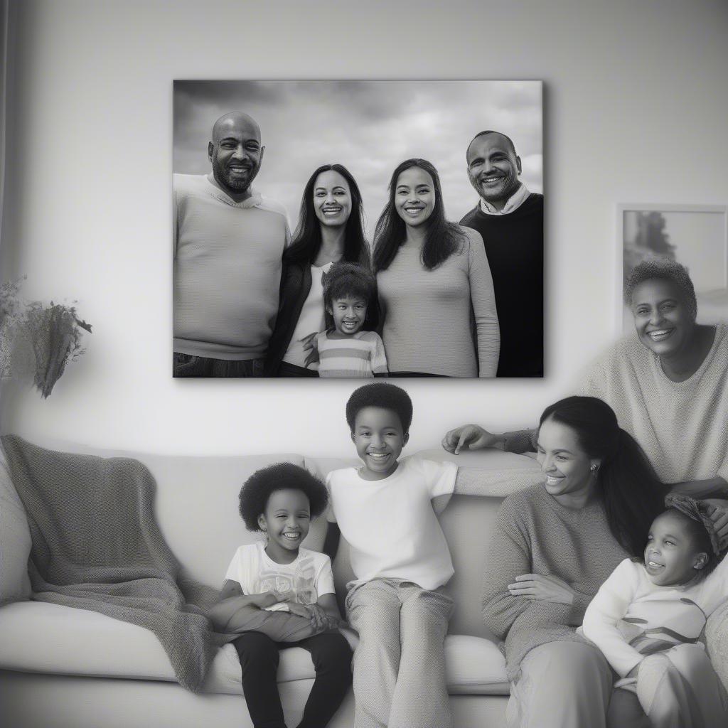 Personalized Family Canvas Photo Displayed on a Wall