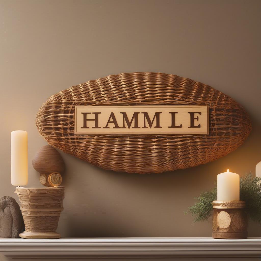 Personalized family name wicker wall decor for a cozy living room