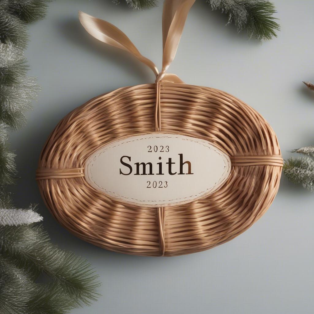 Wicker Family Ornament Personalized with Names and Year