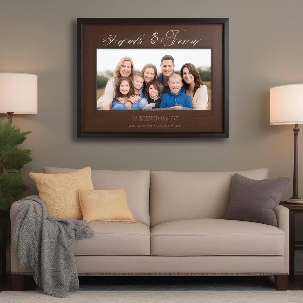 Personalized Framed Family Photo Displayed on a Wall