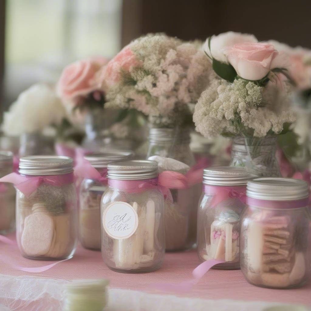 Personalized mason jars as wedding favors