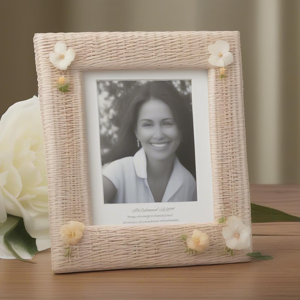 Personalized Memorial Frame: Wicker with Floral Design