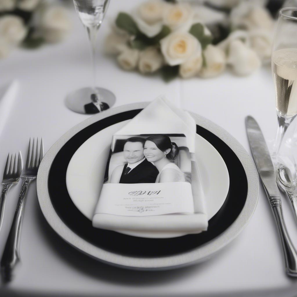 Personalized Photo Napkins at a Wedding Reception