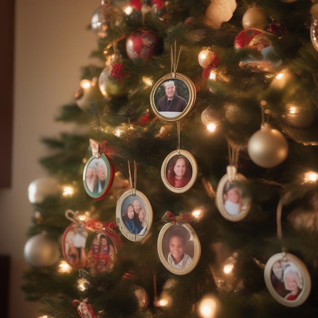 Personalized Picture Ornaments on a Christmas Tree