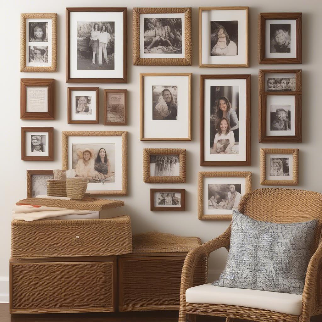 Personalized Prints on a Wicker Gallery Wall