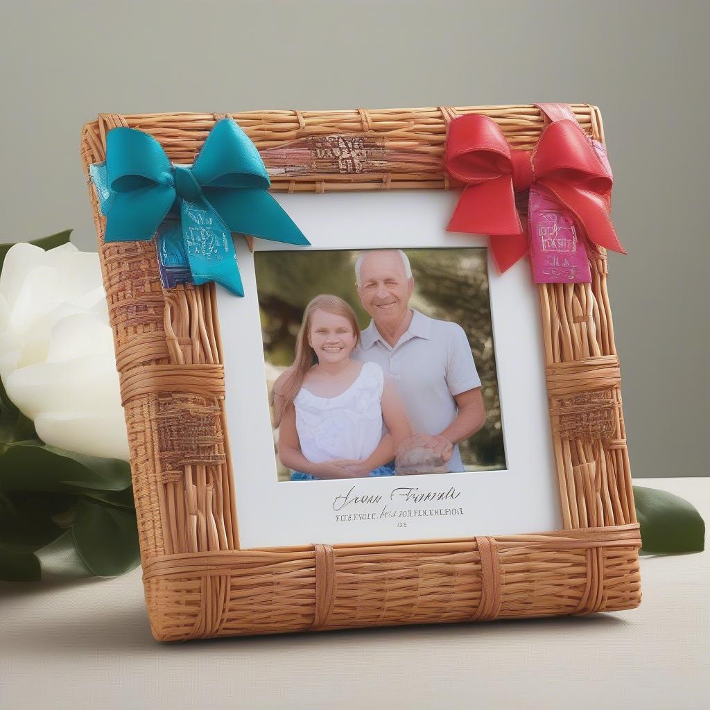 Personalized Rattan Family Frame as a Gift