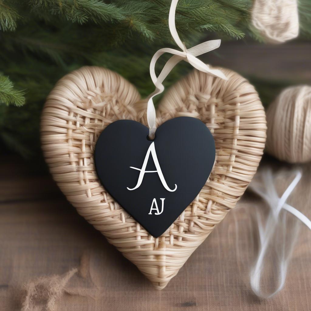 Personalized Rattan Heart Ornament