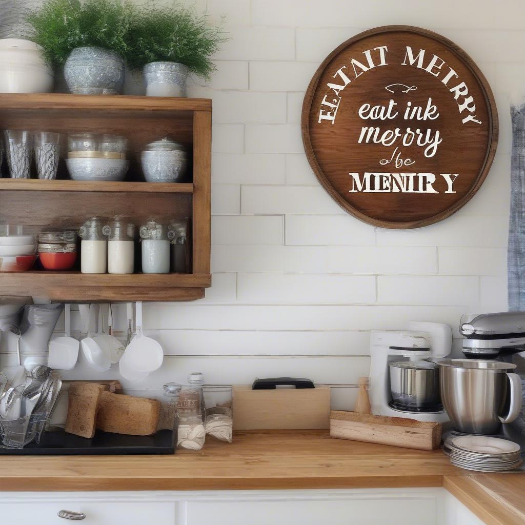 Personalized Rustic Wood Sign in a Kitchen