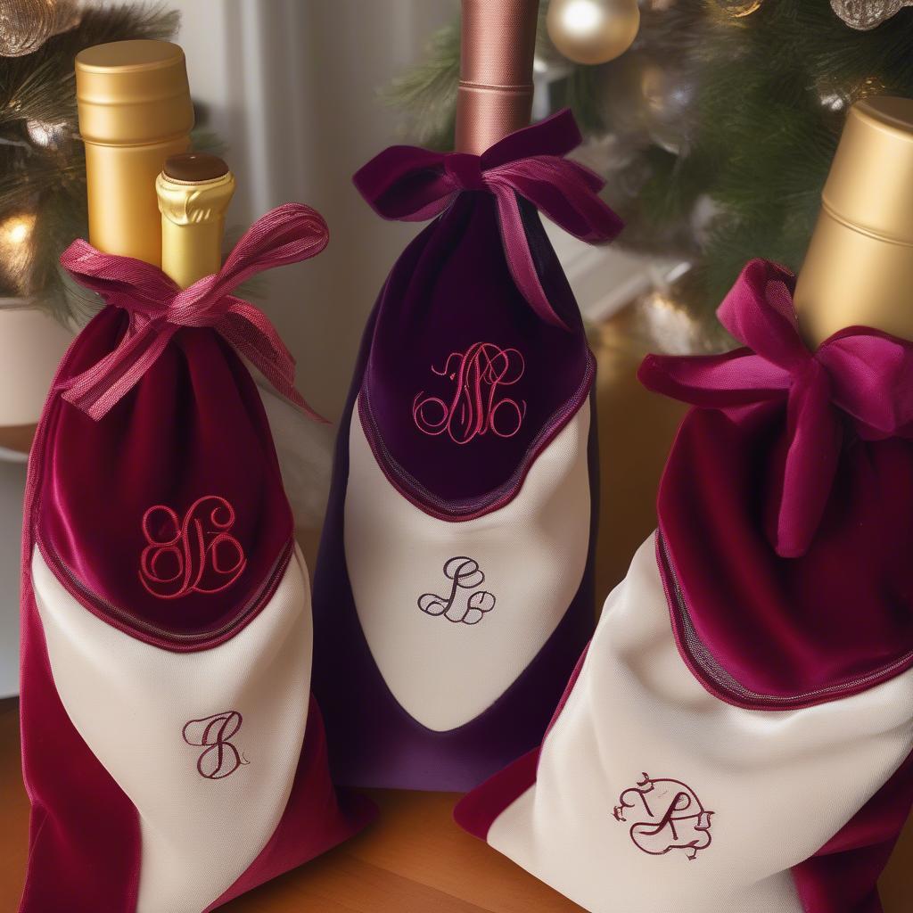 Personalized Velvet Wine Bags