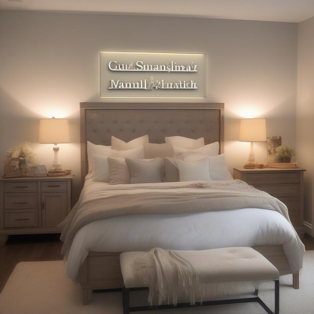 Personalized Wall Light Sign in a Bedroom