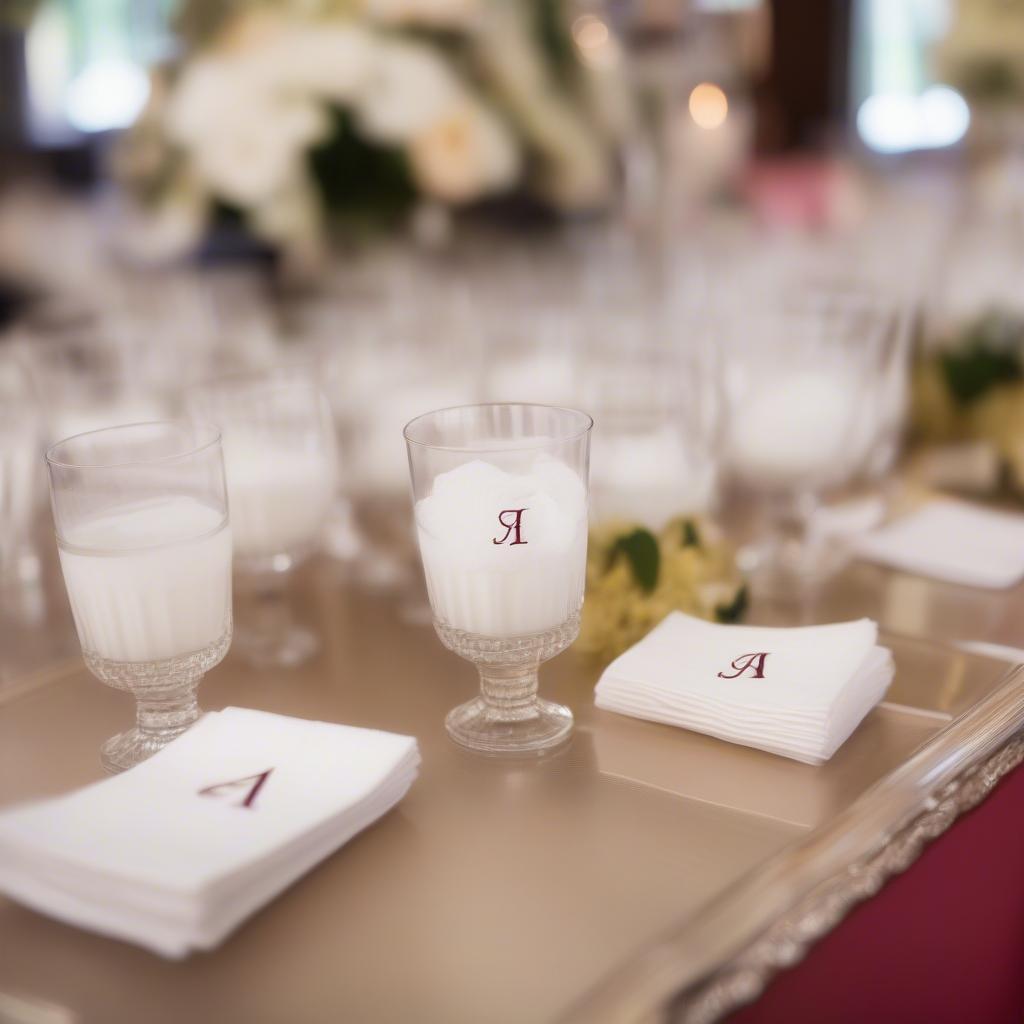 Personalized Wedding Napkins at a Cocktail Reception