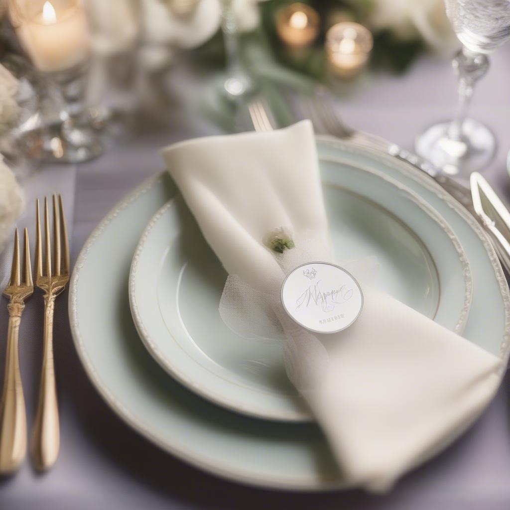 Personalized Wedding Napkins at a Table Setting