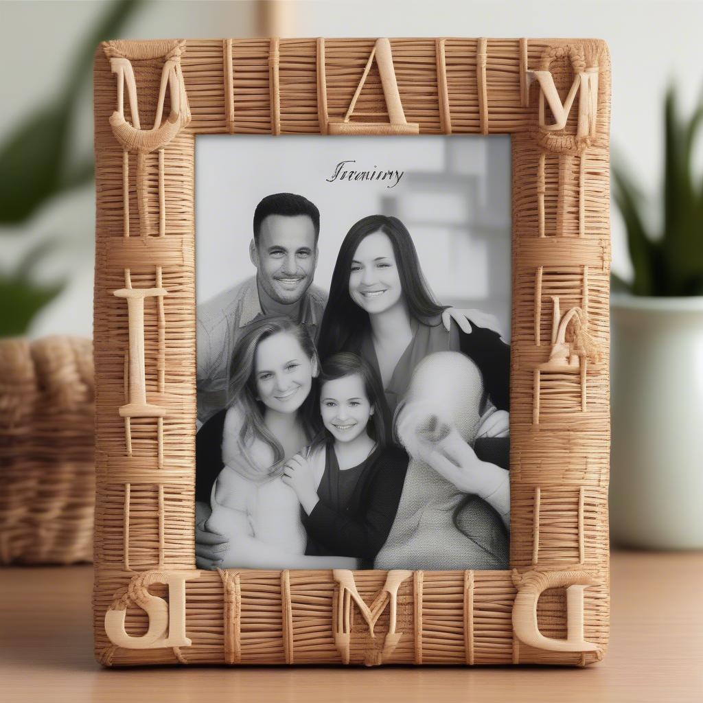 Personalized Wicker Family Frame with Initials