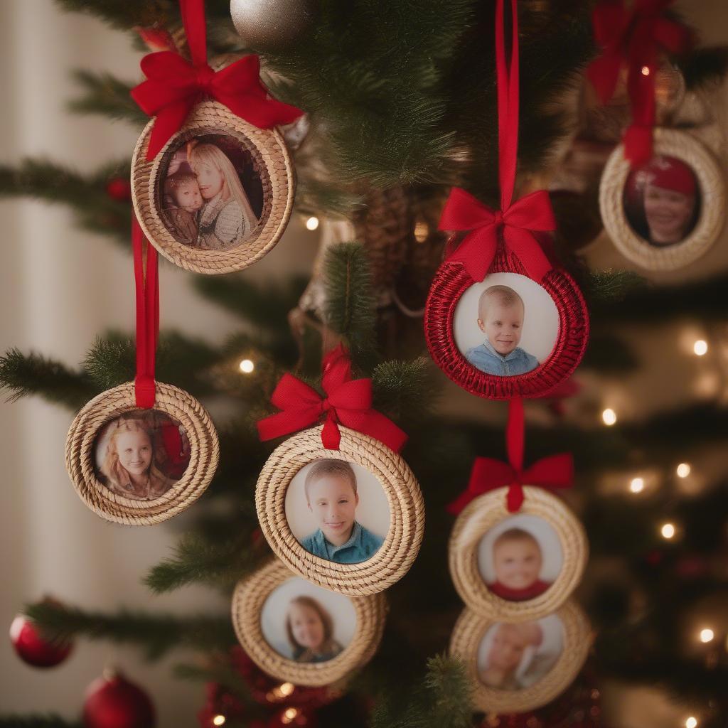 Personalized Wicker Picture Ornaments