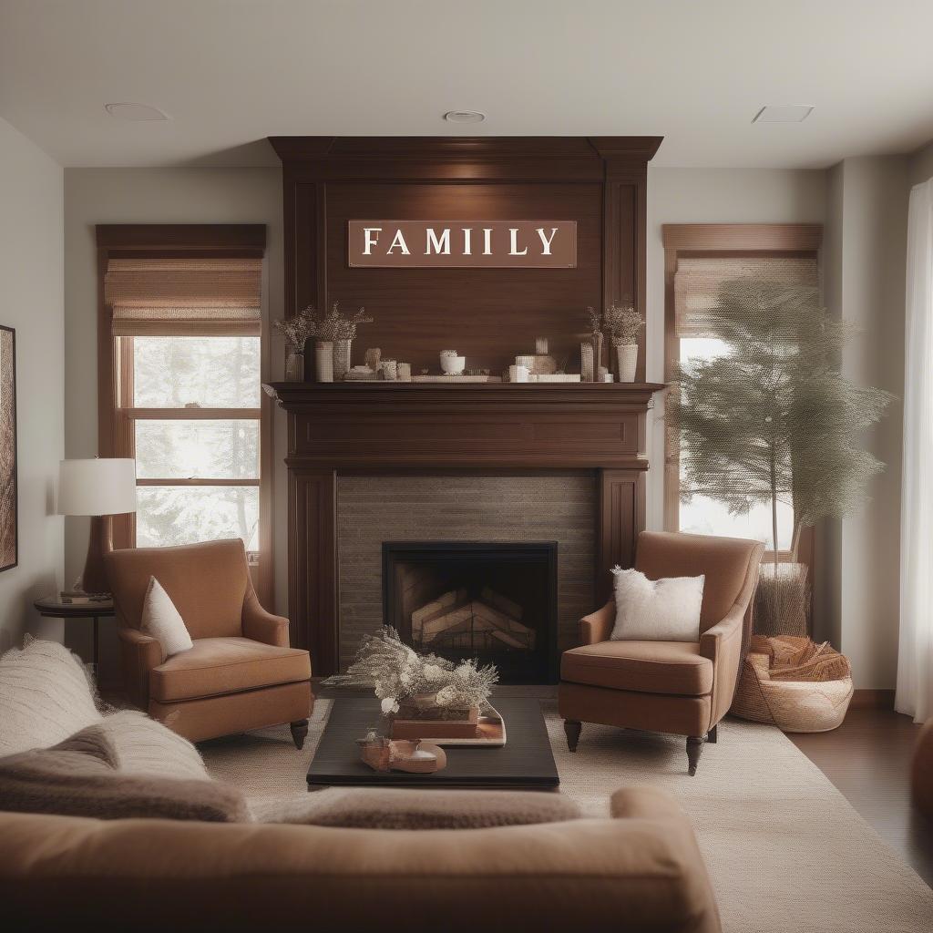 Personalized Wooden Family Name Sign in a Living Room