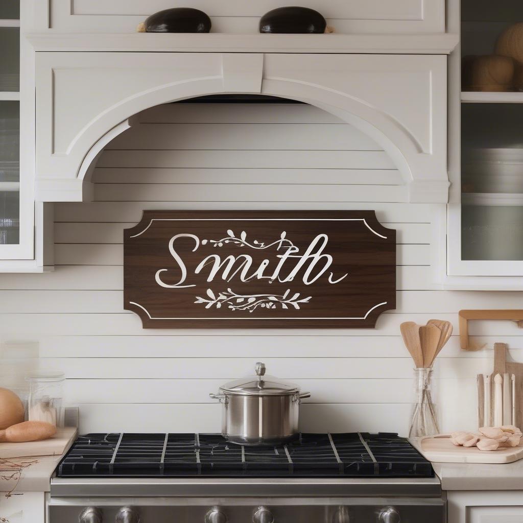 Personalized Wooden Kitchen Sign with Family Name and Established Date